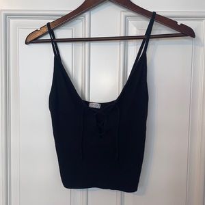 Black tank top with ties in front